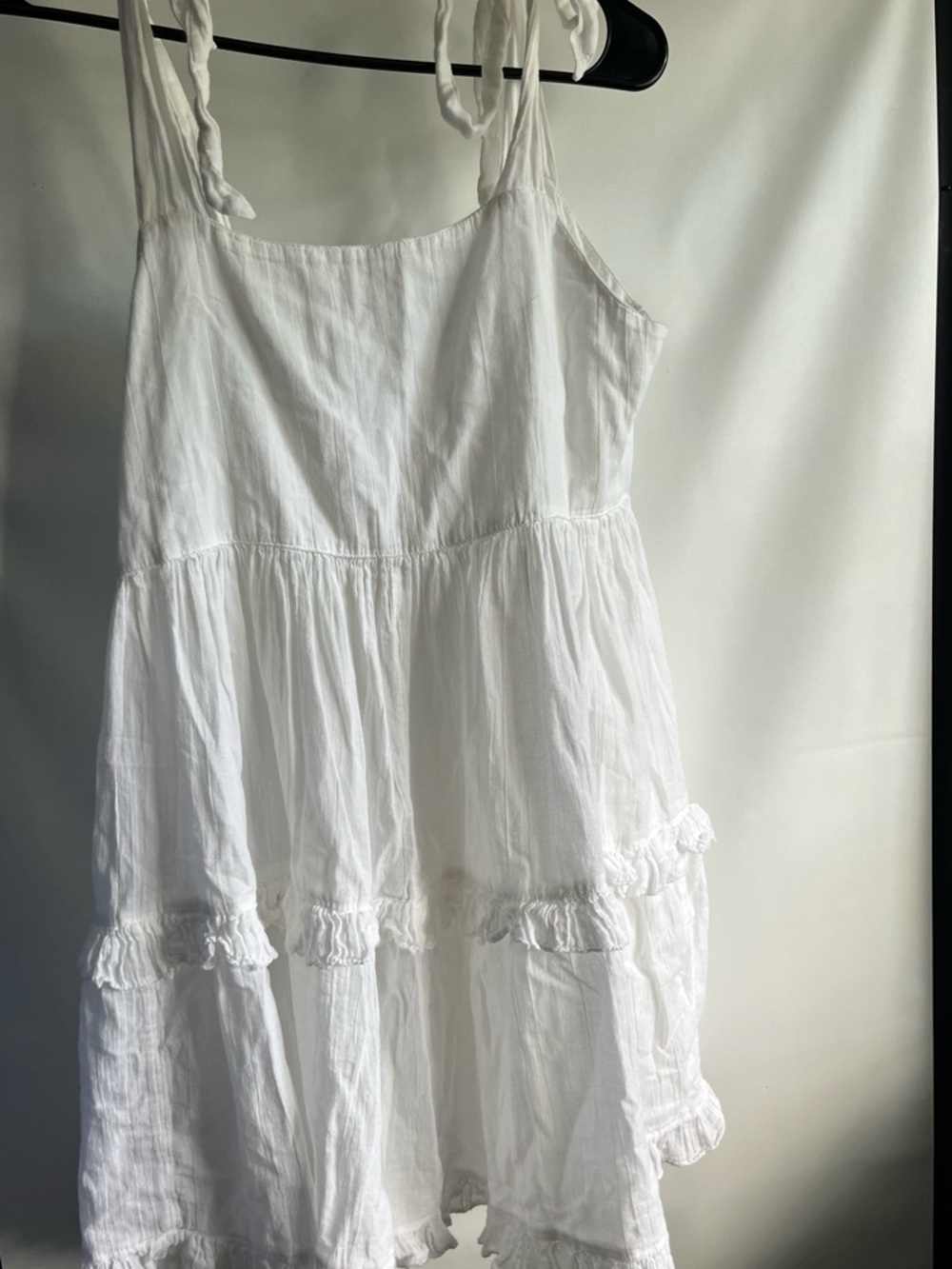 Aerie White Tie-Shoulder Tiered mini dress
